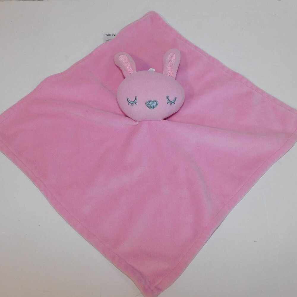 George Pink Bunny Rabbit Security Blanket Closed Eyes Baby Lovey Nunu Plush